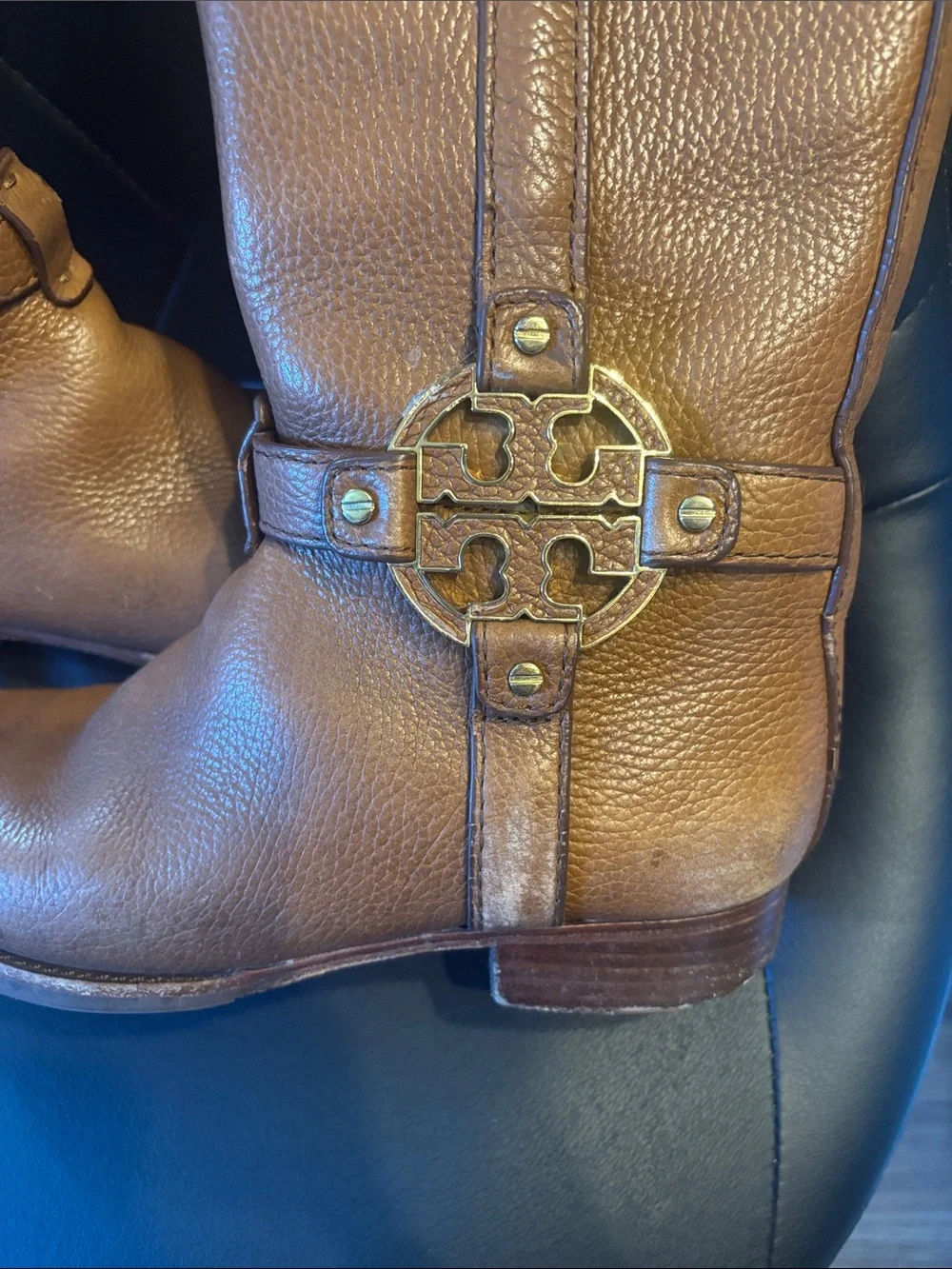 Tory Burch Amanda Cognac Leather Tall Riding Boots